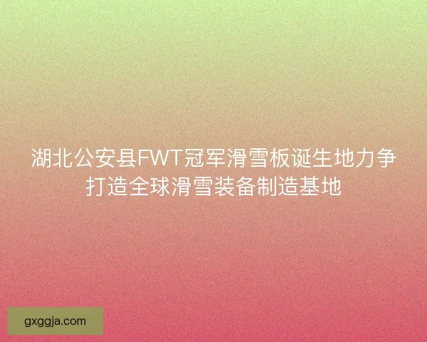 湖北公安县FWT冠军滑雪板诞生地力争打造全球滑雪装备制造基地