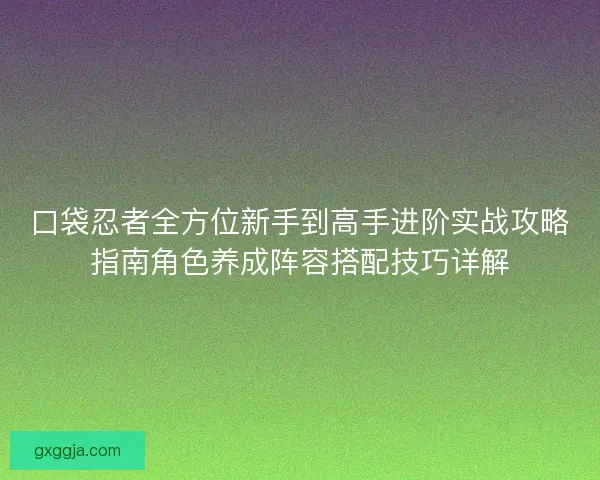 口袋忍者全方位新手到高手进阶实战攻略指南角色养成阵容搭配技巧详解