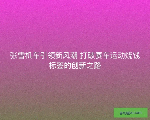 张雪机车引领新风潮 打破赛车运动烧钱标签的创新之路