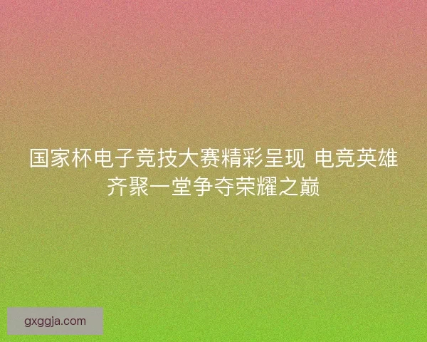 国家杯电子竞技大赛精彩呈现 电竞英雄齐聚一堂争夺荣耀之巅