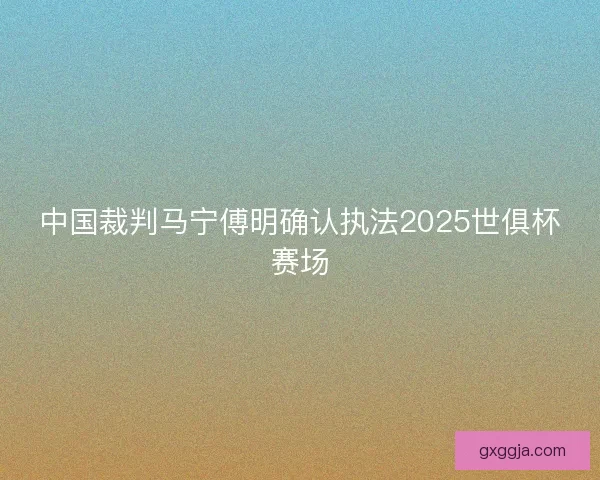 中国裁判马宁傅明确认执法2025世俱杯赛场